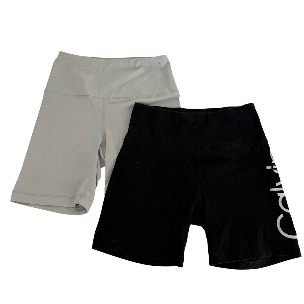 Bundle Calvin Klein Black 90 degree Gray Bike Shorts Logo Stretch Womens Small